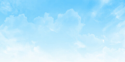 Background with clouds on blue sky. Beautiful view of blue sky with clouds. Vector background. 