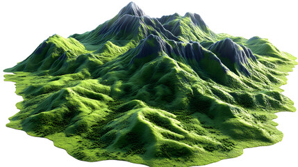 Lush Green 3D Mountain Landscape