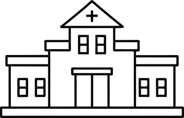 Hospital building line art vector, Hospital out line icon symbol