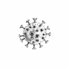 Obraz premium Microscopic Menace: A detailed grayscale illustration of a microscopic virus particle, symbolizing the invisible threats to global health, reflecting the impact of diseases.