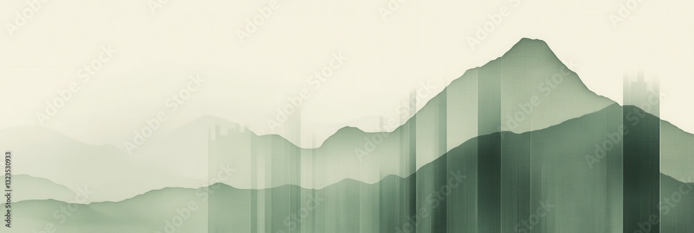 Poster Abstract financial charts illustrate data trends against a minimalist green and gray background, emphasizing clarity and simplicity for analysis
