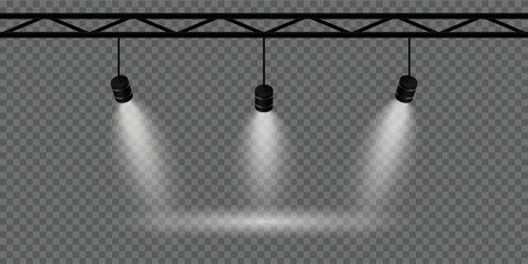 Stage lighting scene, white spotlights. Vector illustration.EPS 10.