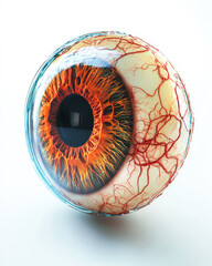 detailed 3D cross section of human eye showing internal structures