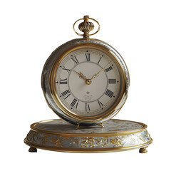 Elegant Antique Pocket Watch Displayed on Ornate Stand , Timepiece Aesthetic