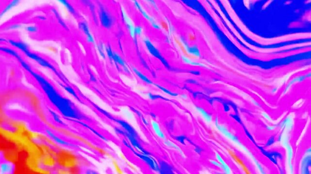 Seamless loop animation with mesmerizing marble textures in vibrant psychedelic colors. Hypnotic fluid motion, neon swirls, and glossy, surreal aesthetics