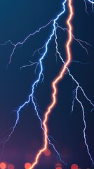 Set of lightning bolts isolate on transparent 