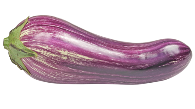 Colorful eggplant resting on a bright surface, showcasing its vibrant natural beauty
