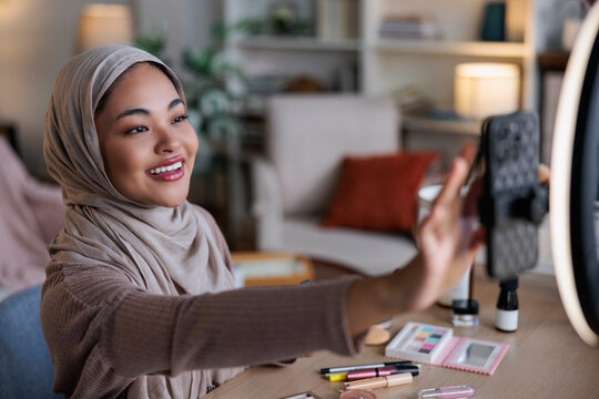 Woman preparing for makeup tutorial