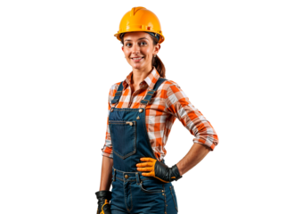 Worker woman image with transparent background. Perfect for construction, DIY, or safety projects