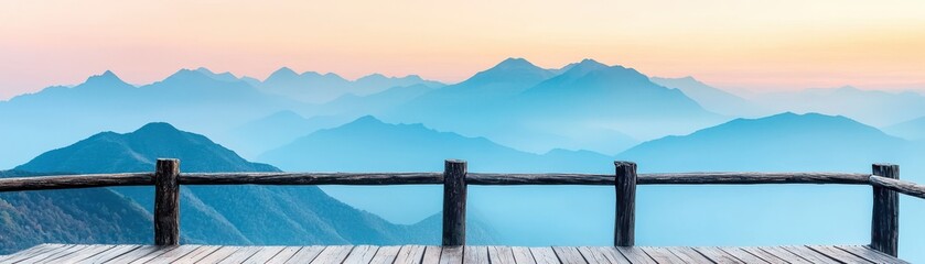 Fototapeta premium Serene mountain landscape at dawn, showcasing tranquil beauty and vibrant colors.