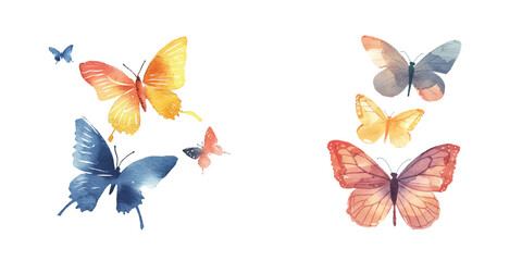 abstract color silhouette of flying butterflies watercolor vector illustration © Dar