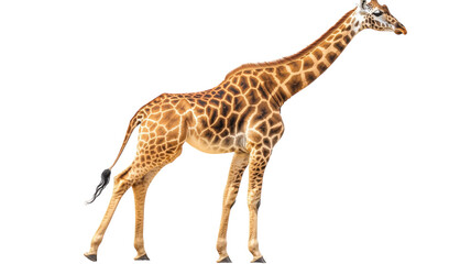 Naklejka premium Graceful giraffe standing tall in natural habitat showcasing its majestic neck and spots