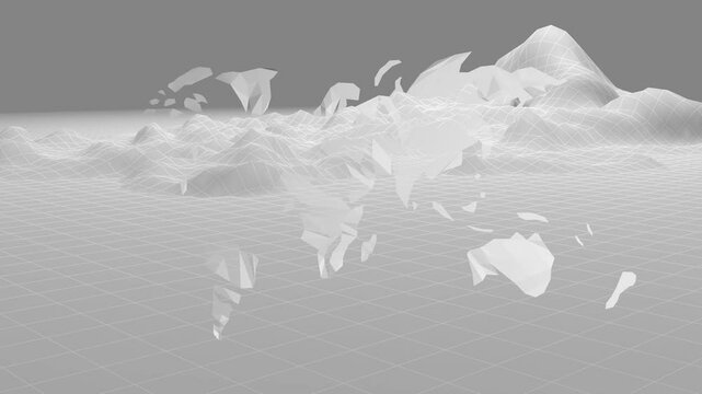 animation of merging world map and mountain relief