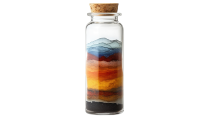 Unique layered sand art bottle showcasing vibrant colors and textures created with care