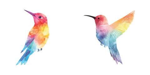 Fototapeta premium abstract color silhouette of hummingbird watercolor vector illustration