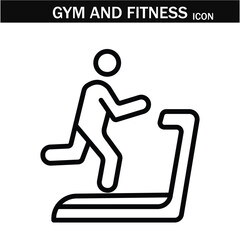 Gym and fitness icon .  Outline Symbol Collection. Vector illustration. Editable stroke. EPS 10.
