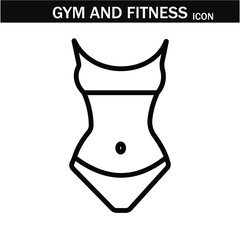 Gym and fitness icon .  Outline Symbol Collection. Vector illustration. Editable stroke. EPS 10.