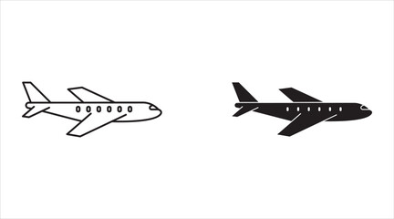 Airplane icon set. Plane symbol. Air plane vector illustration. Airline sign. Aviation pictogram. Aircraft concept isolated.