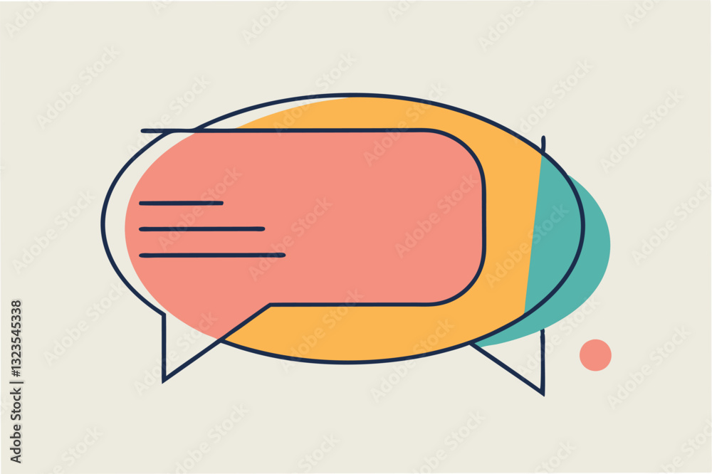 Aufkleber Stylized vector illustration of a speech bubble design with soft colors and minimalist accents suitable for communication and social media themes