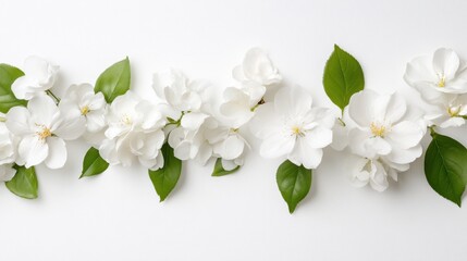 Obraz premium Minimalist Spring Botanical Mockup Crisp White Jasmine Blossoms on Clean Background - Elegant Nature-Inspired Design for Wellness and Eco-Conscious Branding