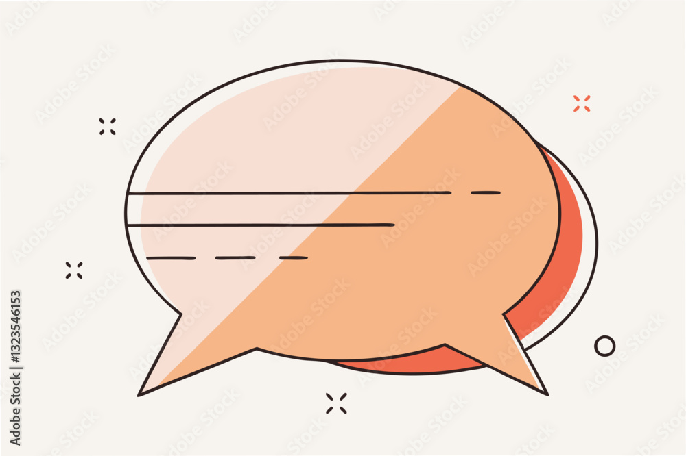 Poster Stylized vector illustration of a speech bubble design with soft colors and minimalist accents suitable for communication and social media themes