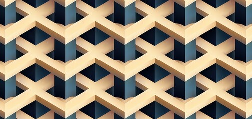 Seamless tessellated overlapping impossible pyramids, geometric illusion pattern, sophisticated surreal refinement