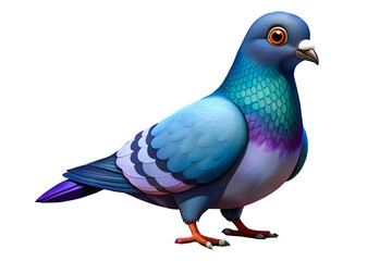 3D Colorful Pigeon PNG  High-Resolution Bird Illustration on Transparent Background