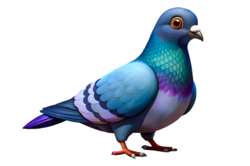 3D Colorful Pigeon PNG  High-Resolution Bird Illustration on Transparent Background