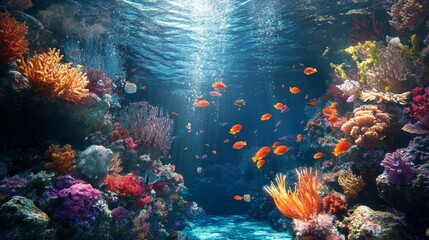 Naklejka premium Technology Abstract Coral Perspective Tech Holographic