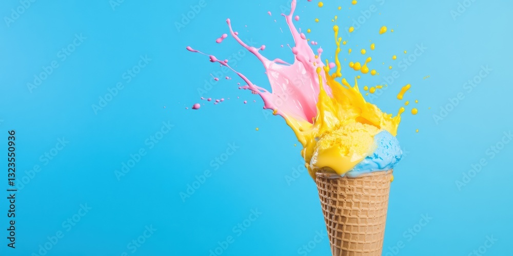 Aufkleber hyper-dynamic flavor explosion vibrant artisan ice cream innovation visualizing creative culinary de