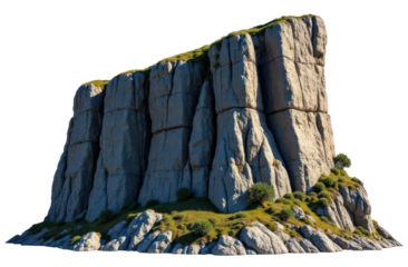 cliff with grass, isolated on transparent background, png file	