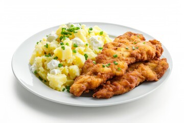 Crispy German Schnitzel on White