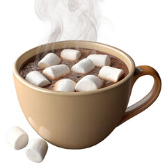 A cup of coffee with marshmallows and cookies on a plate.AI Generated