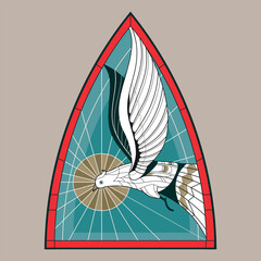 Pentecost Christian Holy Spirit Bird Illustration with Stained Glass Style