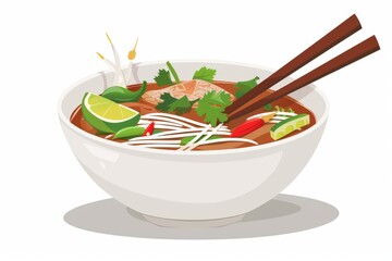 Vibrant Pho Bowl Illustration