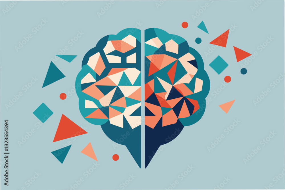 Aufkleber colorful vector illustration of an abstract brain design with geometric shapes and vibrant colors sh