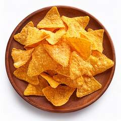 nachos corn chips in a bowl isolated on a white background