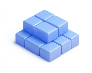 Obraz premium Stack of light blue cubes on white background.