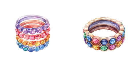 stackable ring watercolor vector illustration
