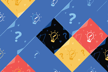 Vibrant, abstract geometric pattern incorporating educational icons like books, pencils, and globes.  Design features bold colors and sharp lines.