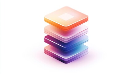 Stacked colorful isometric squares.