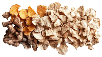 Dried ginger isolated on transparent background. 