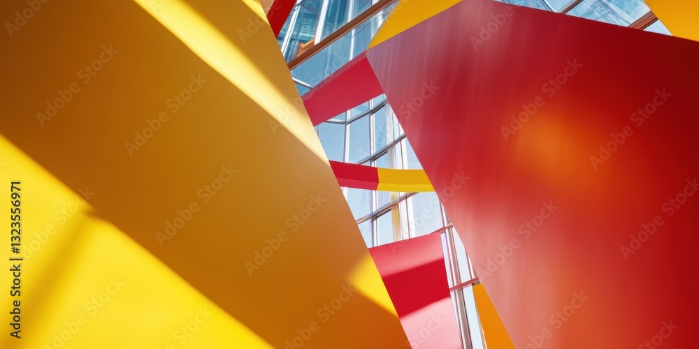 Aufkleber Vibrant Architectural Geometry Dynamic Color-Block Design Inspiring Spatial Innovation and Creative Professional Environments with Bold Modern Aesthetics