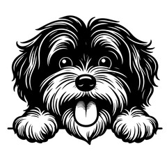 Dog Peeking Clipart Illustration 