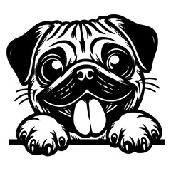 Dog Peeking Clipart Illustration 