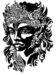 Obraz premium Detailed Tribal Face Vector Art for Tattoo Designs and Artistic Projects