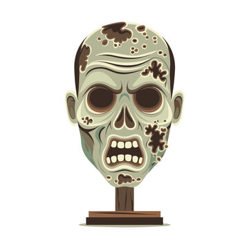 Creepy Zombie Bust Vector Illustration for Halloween Design and Decorations