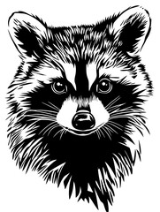 Fototapeta premium Intricate Raccoon Face Vector Art for Tattoos or Coloring Books