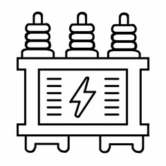  This is a pixel design illustrating the transformer design icon, representing electrical power conversion and energy distribution.