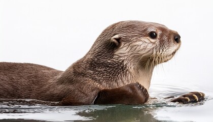sea otter on white background